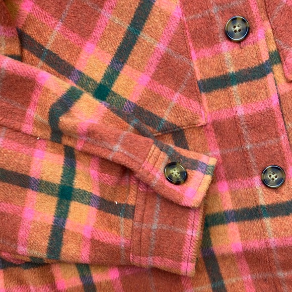Wild Fable pink and Orange Plaid oversized  shacket - Picture 5 of 8